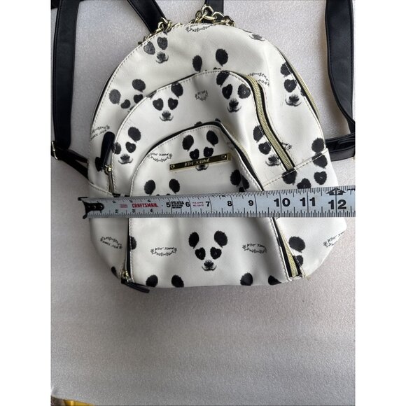 Betsey Johnson Cute Panda Print Backpack With Chain Accent Black & White - Picture 15 of 16